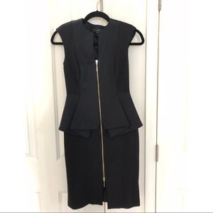 Black Ted Baker Midi Dress with Peplum